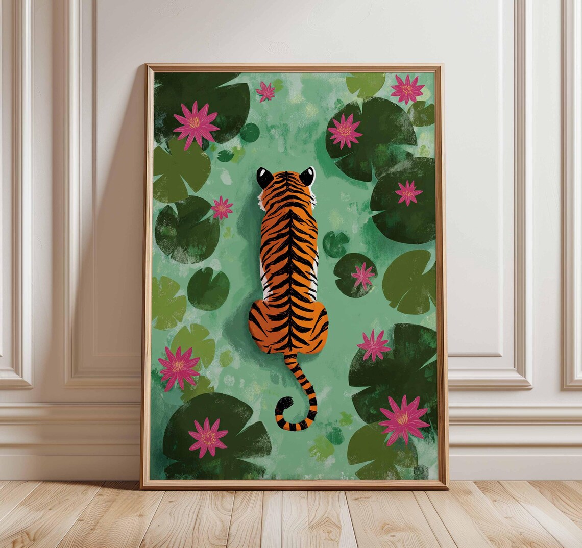 Tiger Art Print, Modern Jungle Wildlife Decor