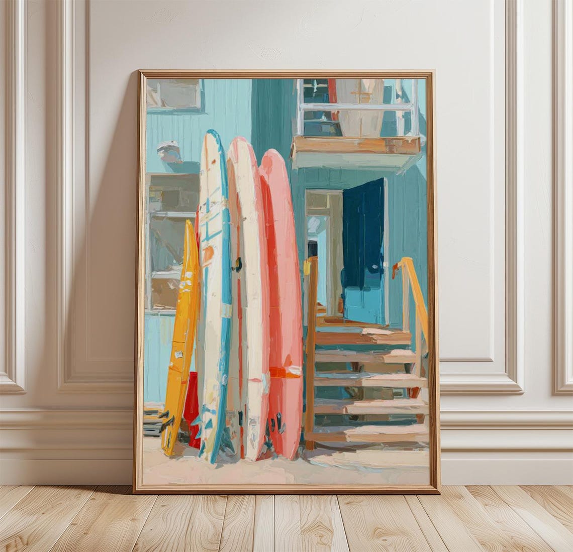 Colorful Surfboards Beach Shack Coastal Surf Scene Summer Poster