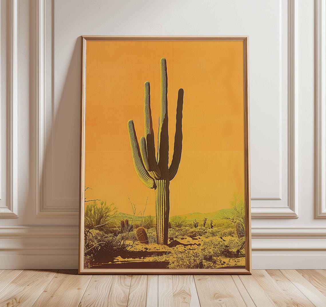 Saguaro Cactus Desert Sunset Landscape Southwestern Decor Poster