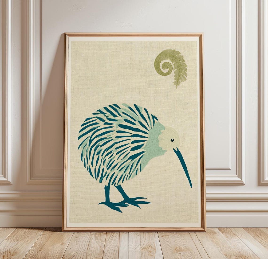 Kiwi Bird Folk Style Green Wildlife Minimalist Bird Art Poster