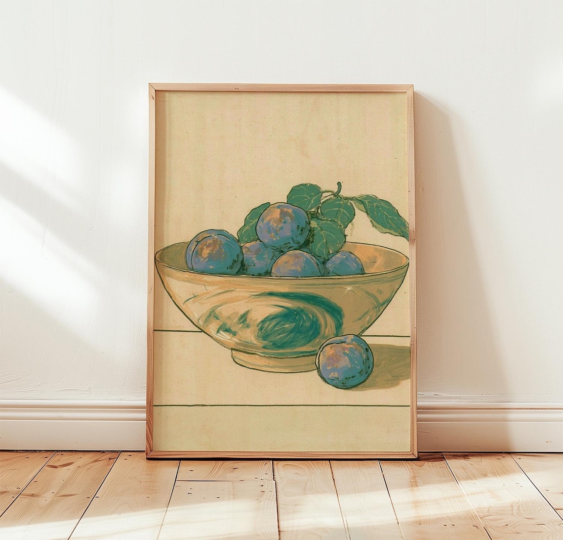 Plum Kitchen Vintage Fruit Still Life Poster