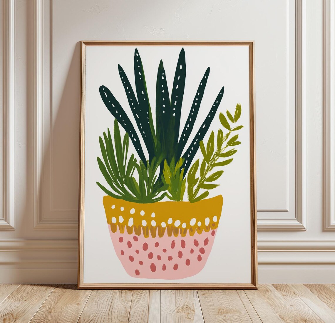 Potted Aloe Plant Poster, Botanical Art Print
