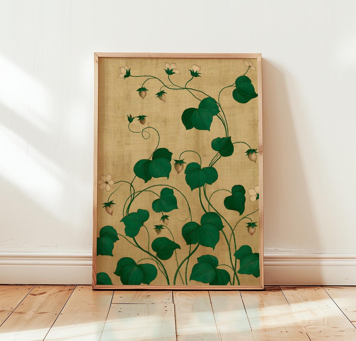 Green Strawberry Vine Botanical Art Print