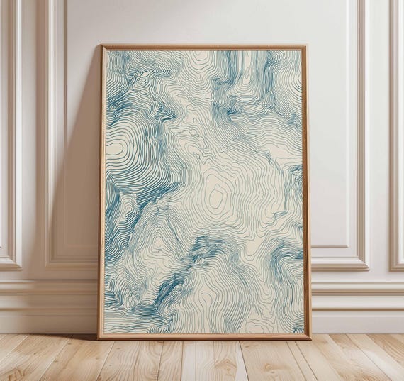 Topographic Map, Minimalist Geography Art Print