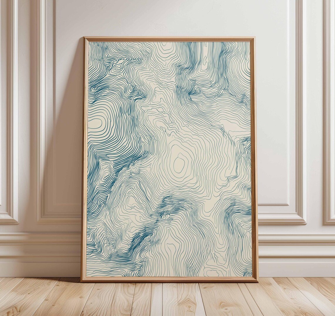 Topographic Map, Minimalist Geography Art Print