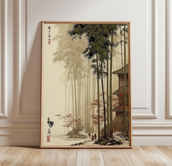 Japanese Bamboo Forest Poster Print, Misty Zen Landscape