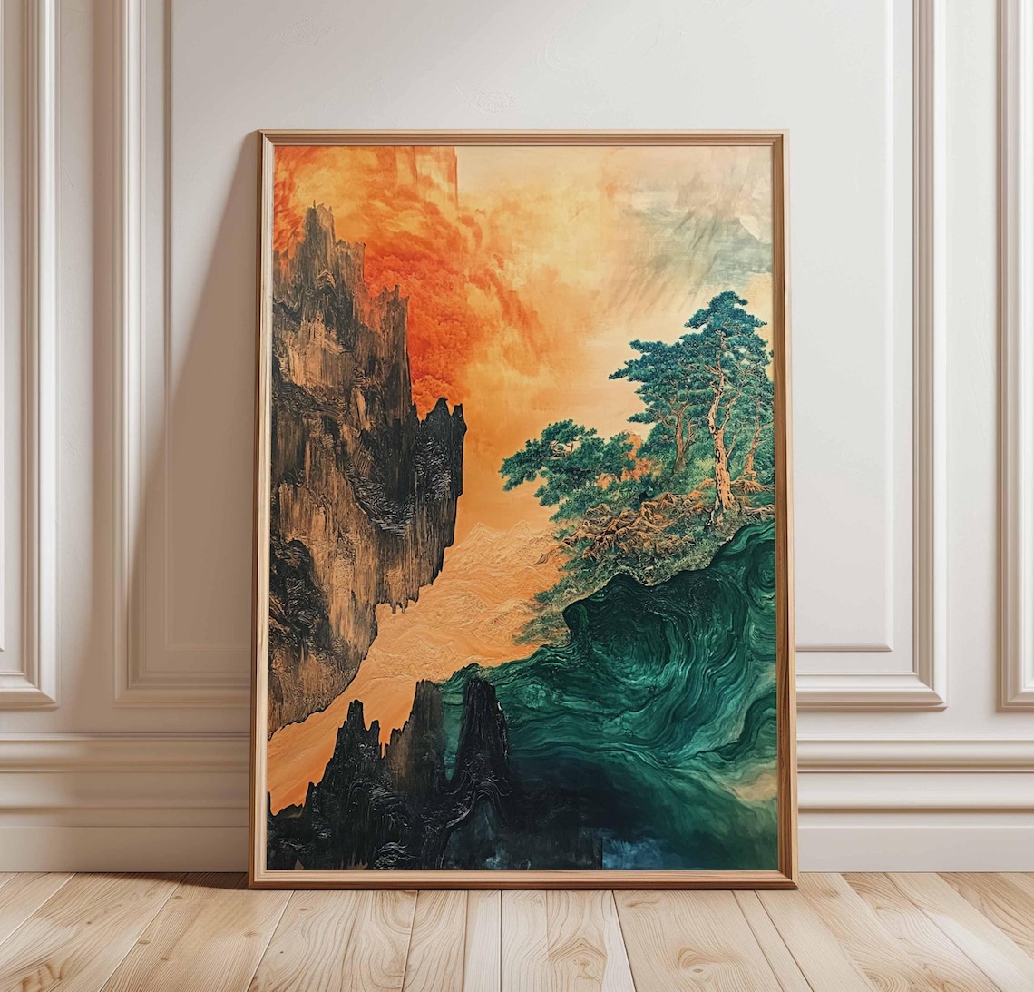Abstract Landscape Mountains and Trees Art Print