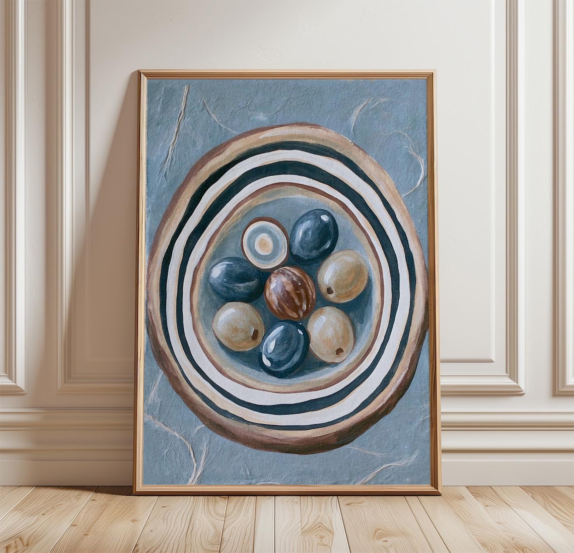 Blue Olive Bowl Mediterranean Kitchen Art Print