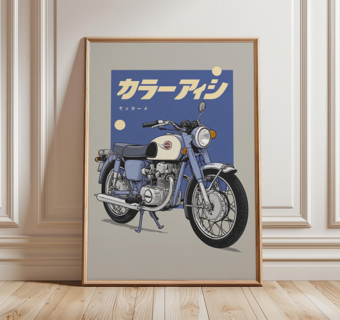 Japanese Motorcycle Retro Bike Vintage Travel Poster