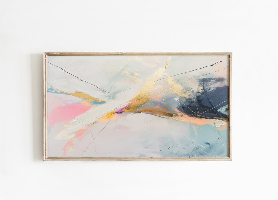 Gold Pink Marble Abstract Painting Modern Entryway Wall Art Poster - Image 5