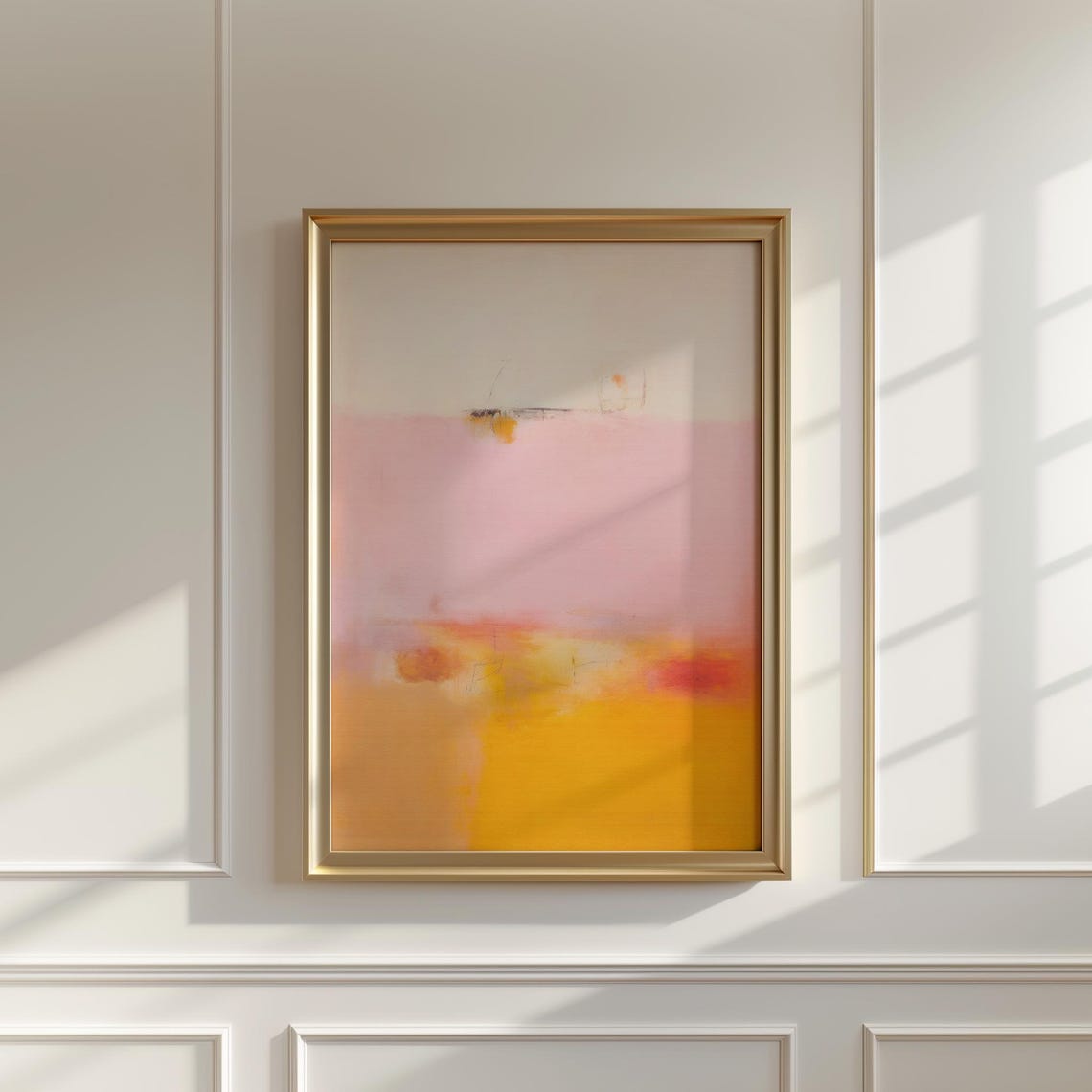 Cream Blush Pink Gold Minimalist Abstract Sunset Bands Wall Poster - Image 3