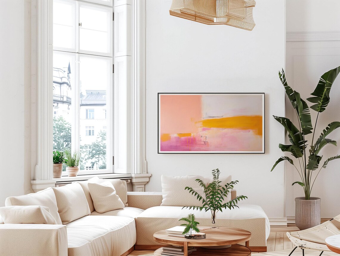 Abstract Frame Tv Art Art For Frame Tv Summer Abstract Oil Painting Pink Orange Abstract Modern Art 069 - Image 5
