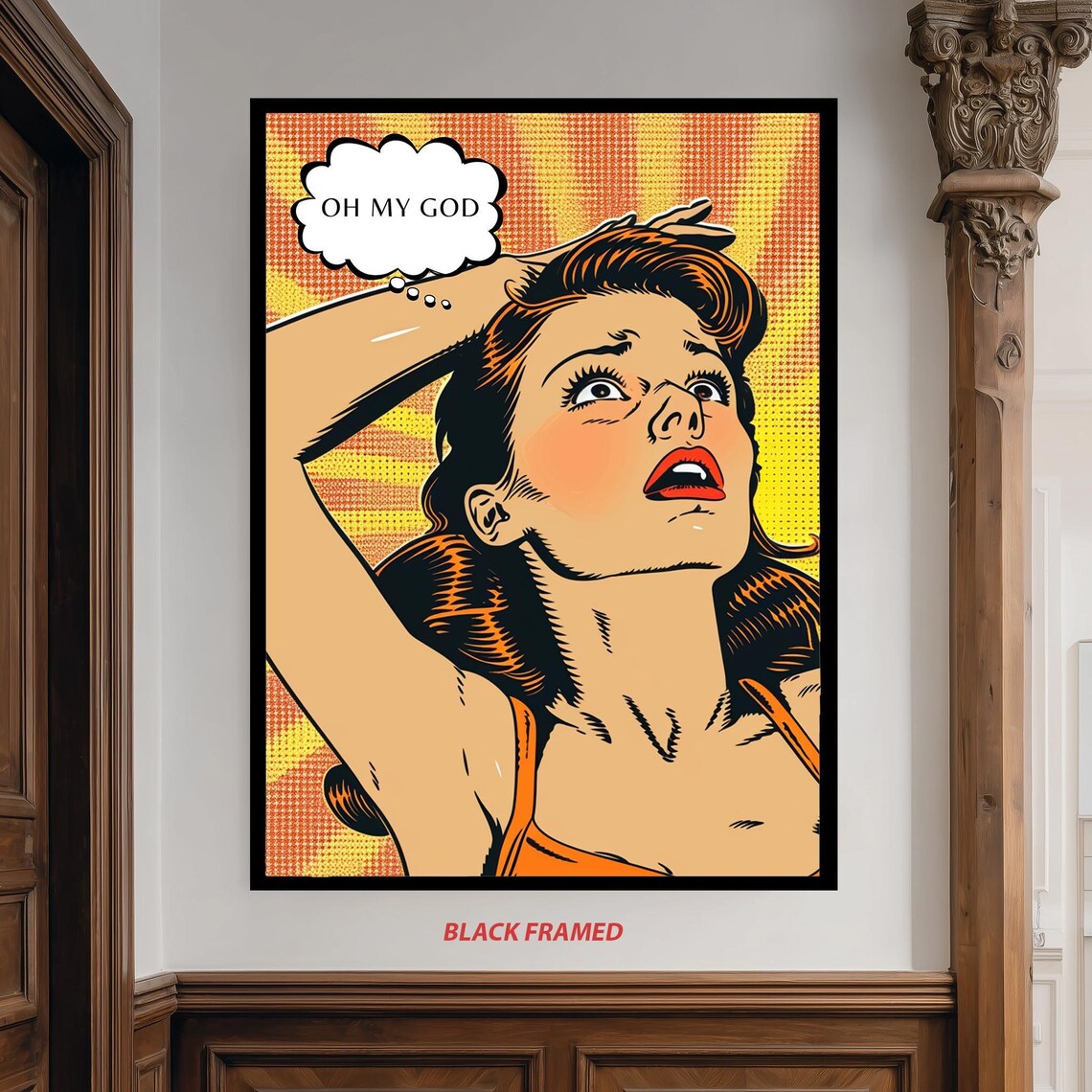 Vintage Pop Art, Shocked Woman Saying Oh My God Art Print