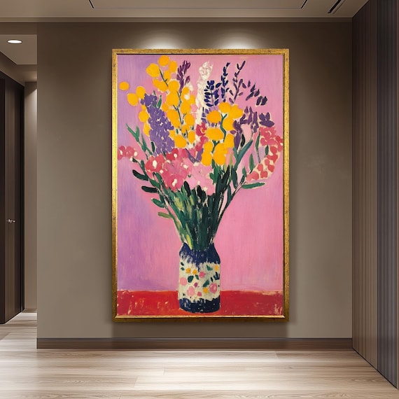 Matisse Style Pink Floral Bouquet Colorful Fauvist Still Life Poster