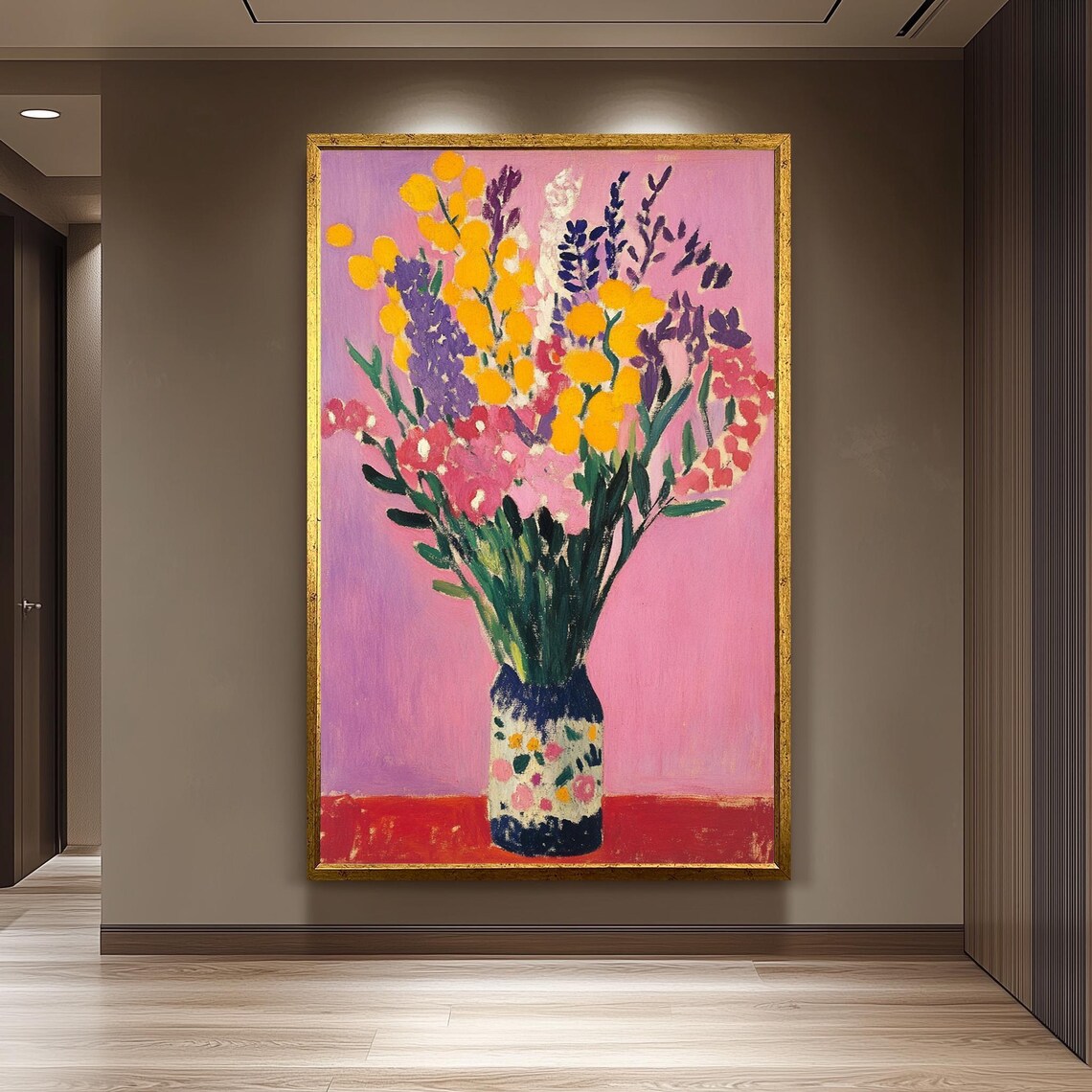 Matisse Style Pink Floral Bouquet Colorful Fauvist Still Life Poster