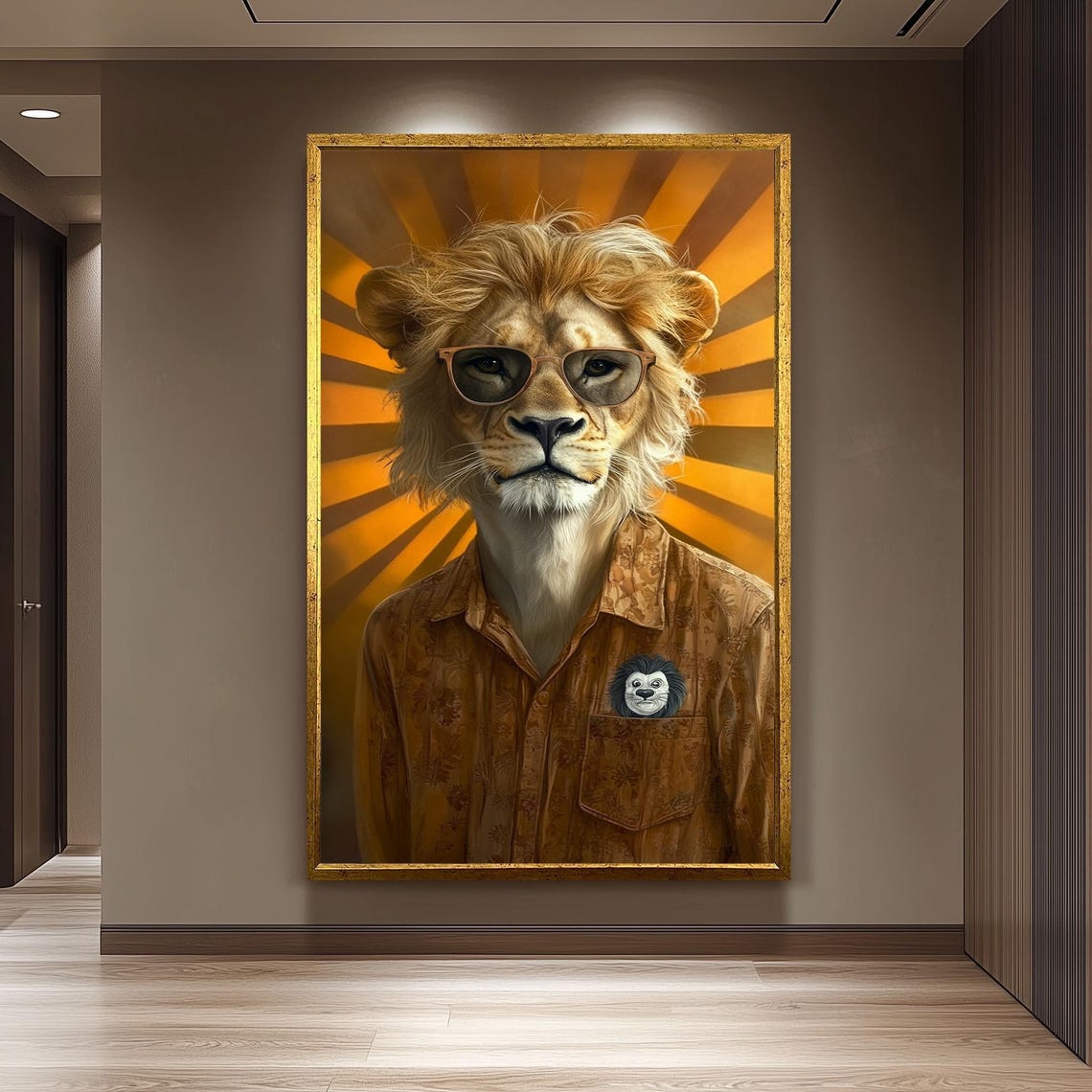 Retro Lion Wearing Sunglasses Cool Vintage Animal Portrait Poster