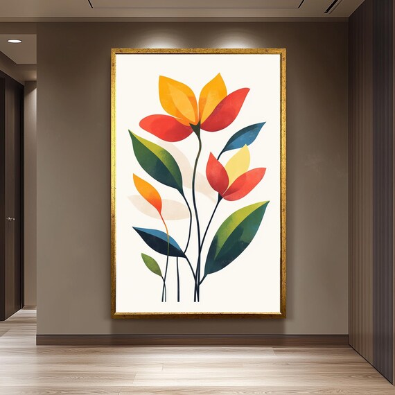 Vibrant Orange Yellow Floral Abstract Botanical Flower Poster