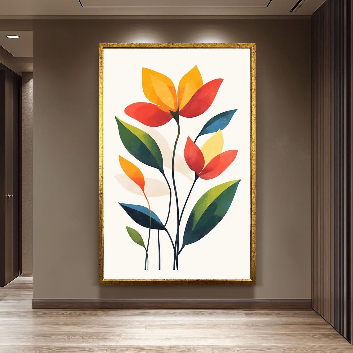 Vibrant Orange Yellow Floral Abstract Botanical Flower Poster