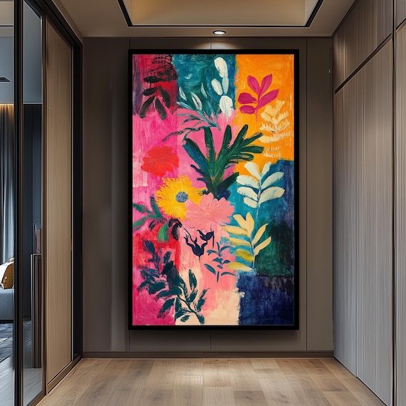 Matisse Style Colorful Abstract Botanical Floral Painting Poster