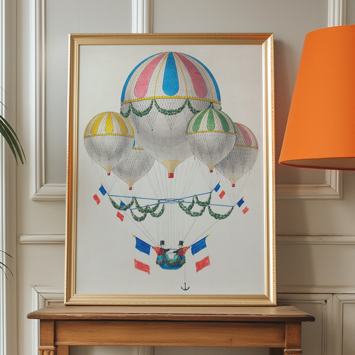 Vintage Hot Air Balloons French Flags Retro Ballooning Art Poster - Image 2