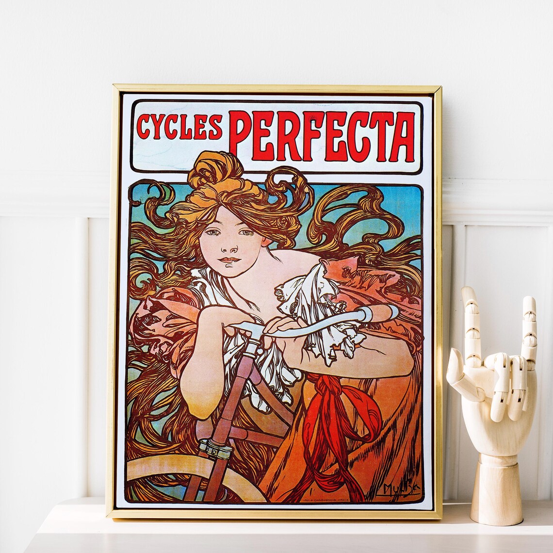 Alphonse Mucha Cycles Perfecta Art Nouveau Bicycle Advertising Poster - Image 3