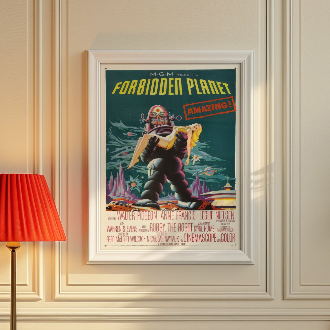 Forbidden Planet MGM Robby the Robot Vintage Sci-Fi Movie Poster - Image 3