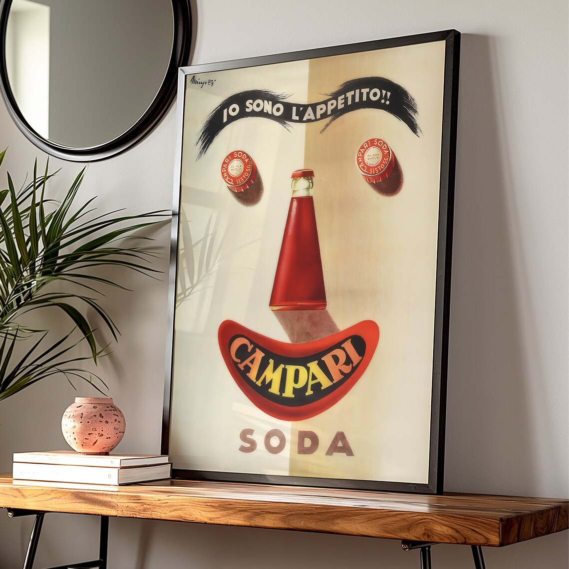 Io Sono L Appetito Campari Soda Smiling Face Vintage Ad Poster - Image 2