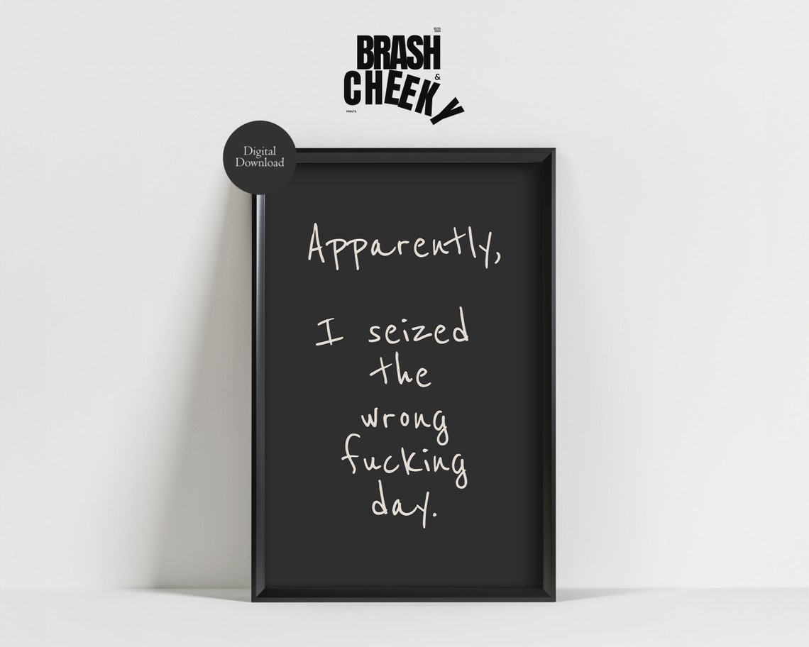 Apparently I Seized the Wrong Fucking Day Funny Sarcastic Poster