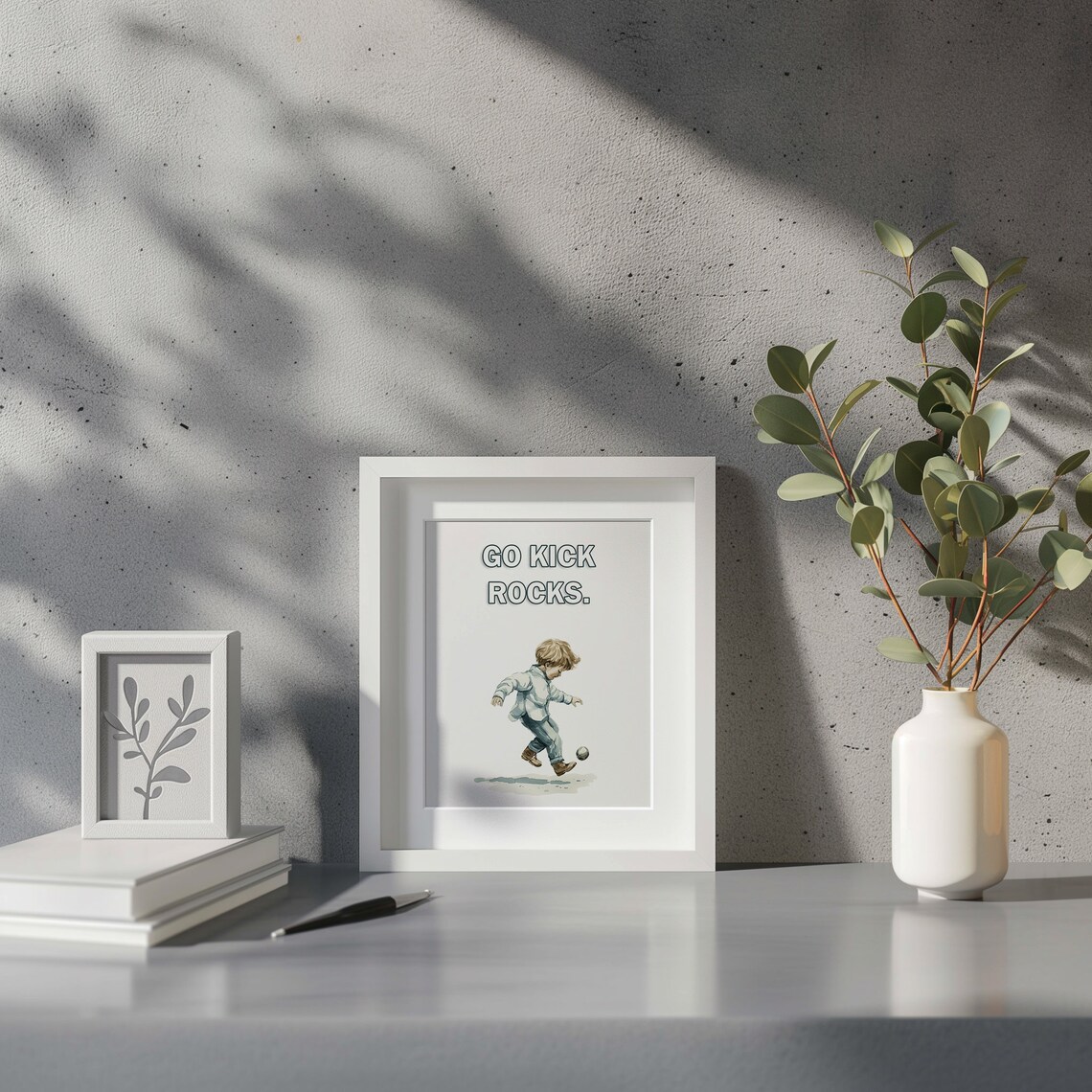 Go Kick Rocks Funny Wall Art Go Kick Rocks Print Humorous Decor Boy Kicking Rocks Print - Image 2