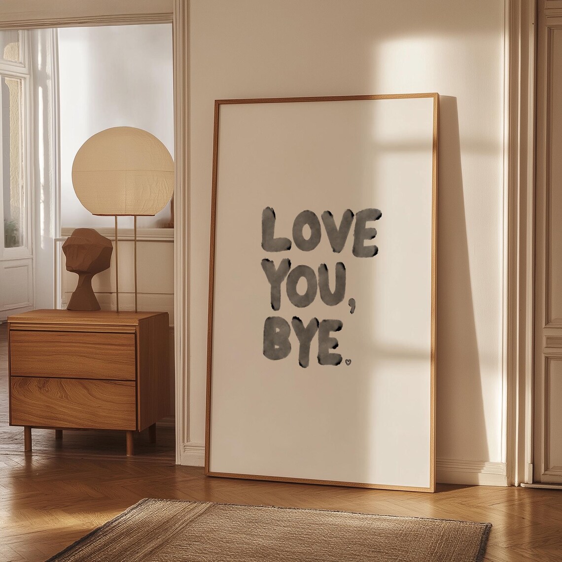 Love You Bye Minimalist Entryway Quote Art Print