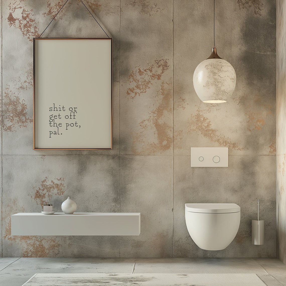Shit Or Get Off The Pot Pal Minimalist Bathroom Quote Poster - Image 2
