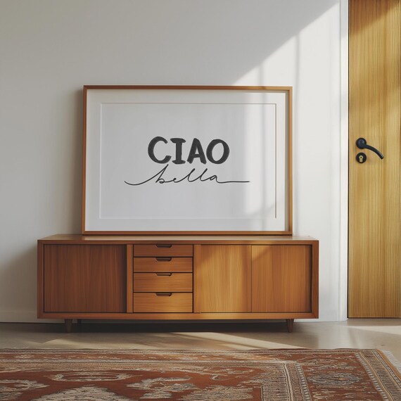 Ciao Bella Italian Script Modern Minimalist Wall Decor Poster