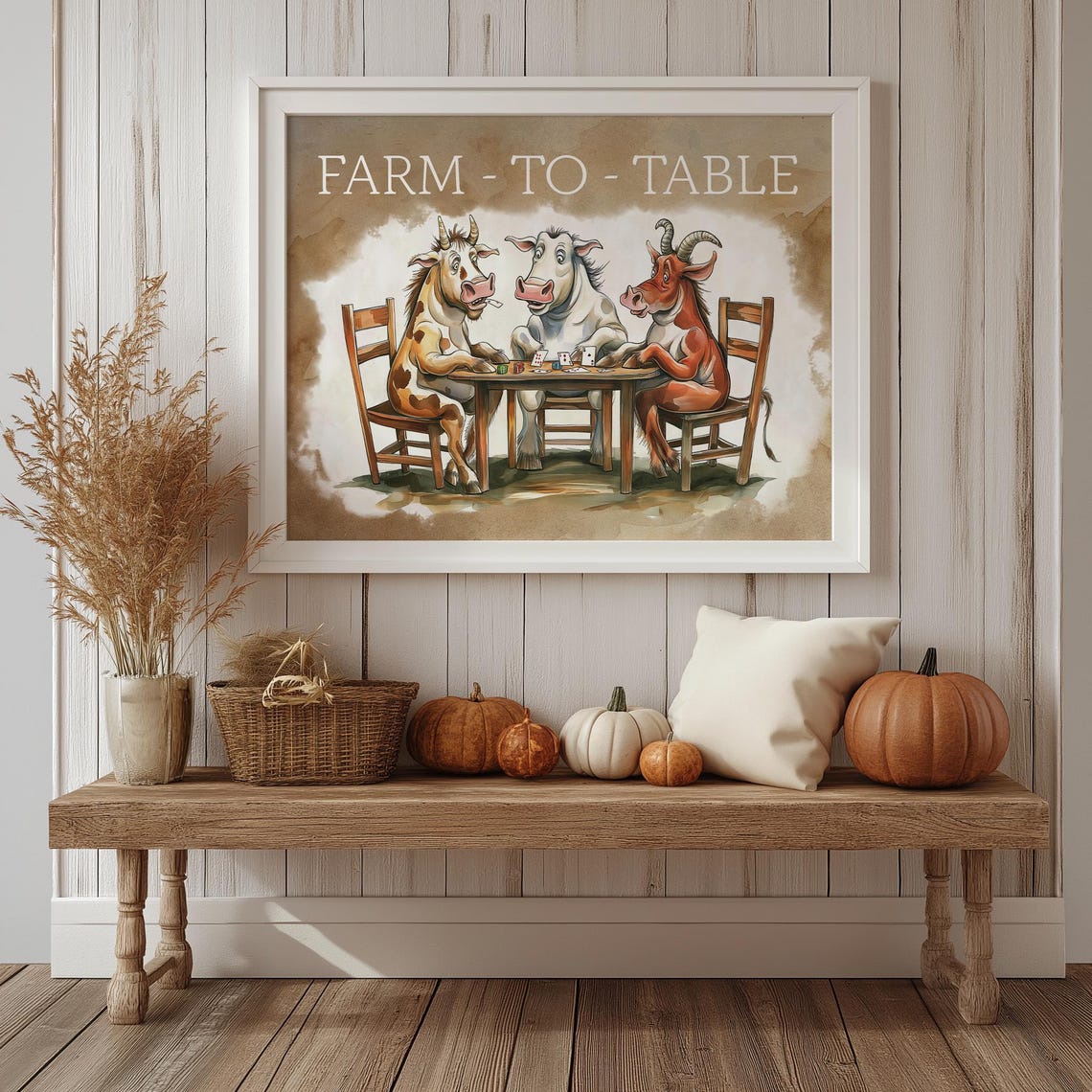 Farm to Table Cows Playing Poker Funny Farm Animal Decor Poster - Image 2