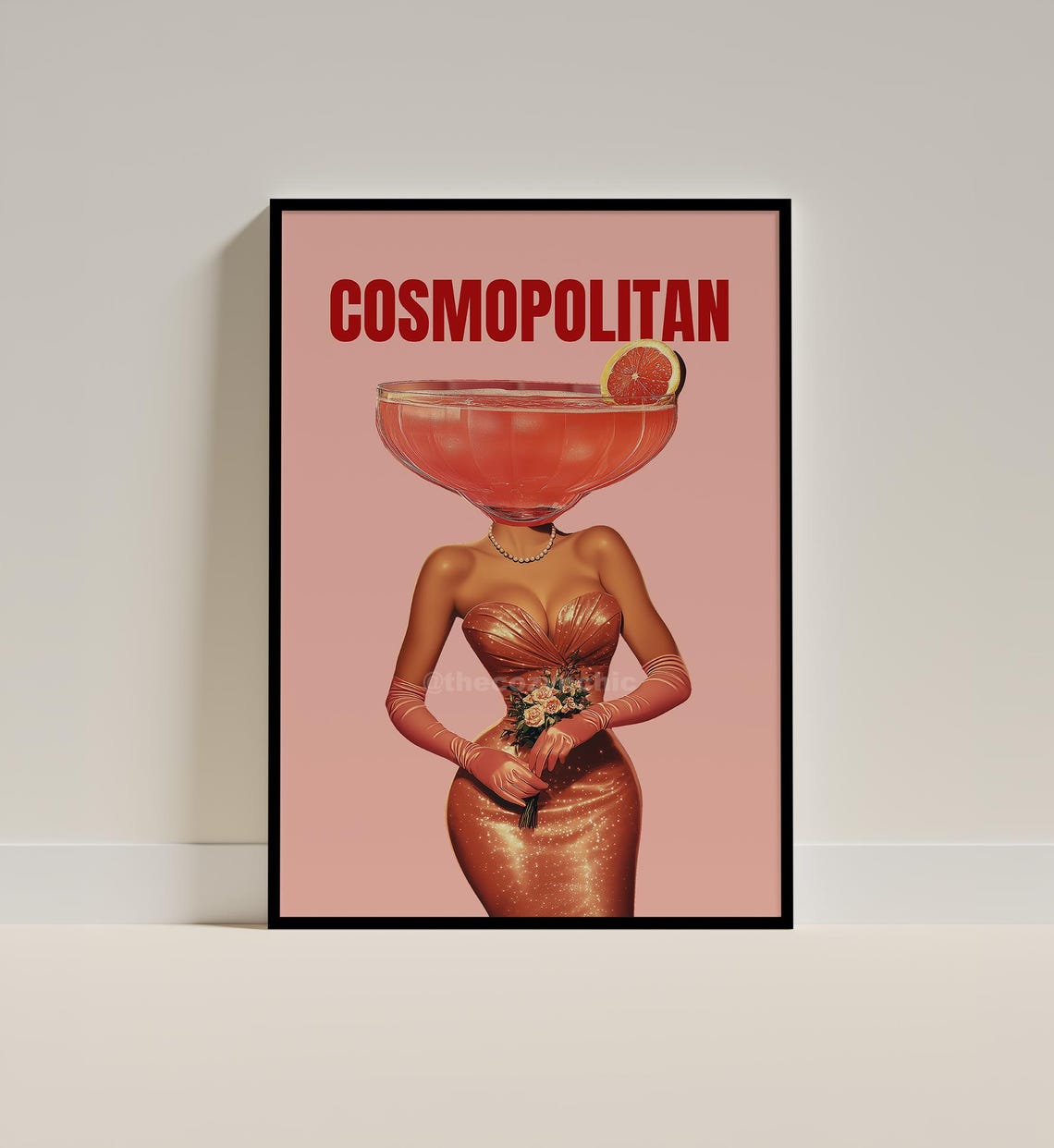 Cosmopolitan Surreal Cocktail Woman with a Martini Glass Head Poster