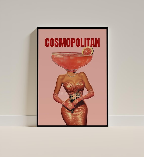 Cosmopolitan Surreal Cocktail Woman with a Martini Glass Head Poster