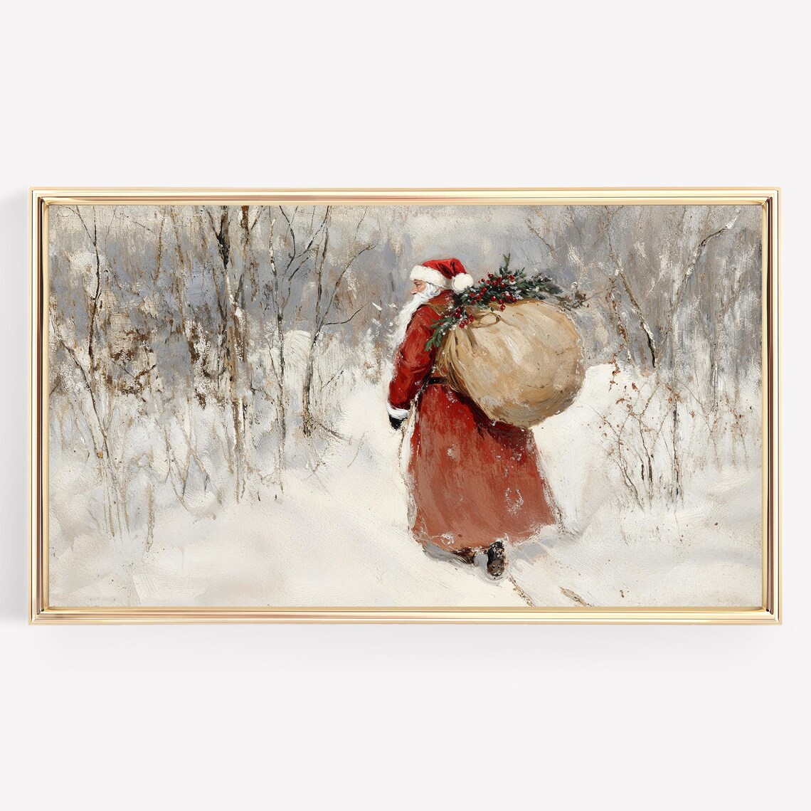 Santa Christmas Painting, Holiday TV Art Print