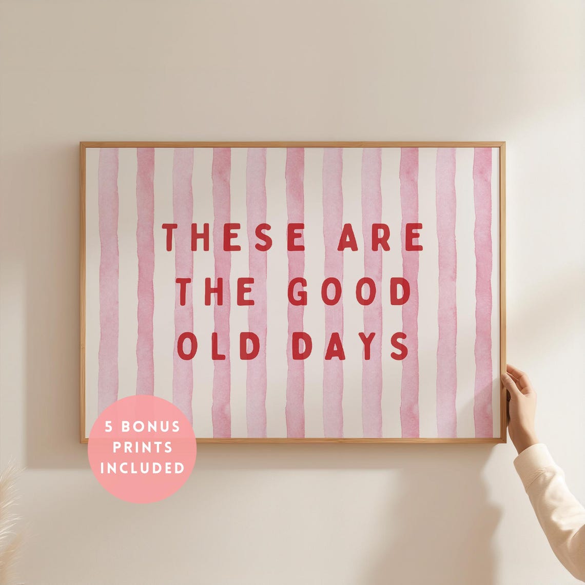 These Are The Good Old Days Purple Striped Quote Typography Poster - Image 2