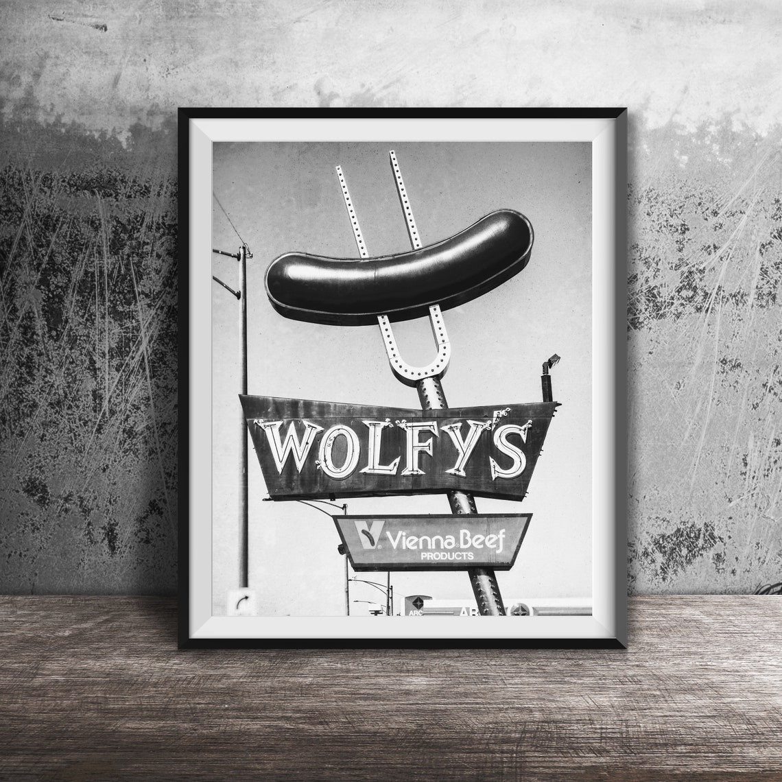 Wolfys Vienna Beef Giant Hot Dog on Fork Sign Photography Poster - Image 2
