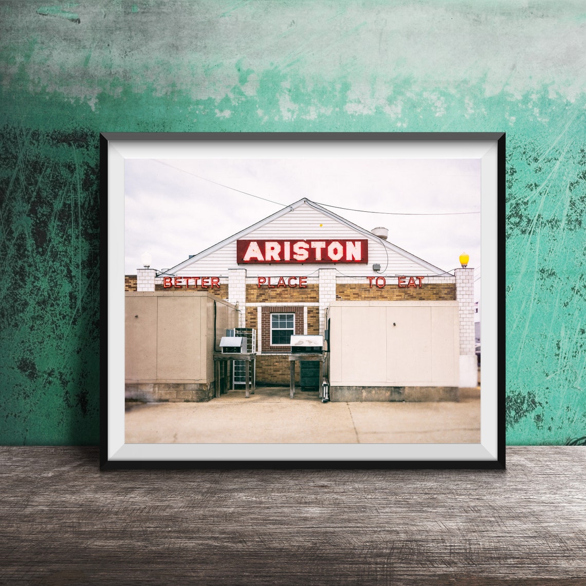 Ariston Better Place to Eat Red Neon Diner Sign Vintage Photo Poster
