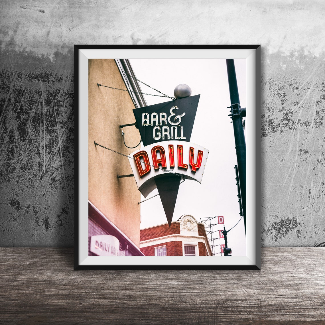 Daily Bar and Grill Atomic Age Starburst Neon Sign Chicago Poster