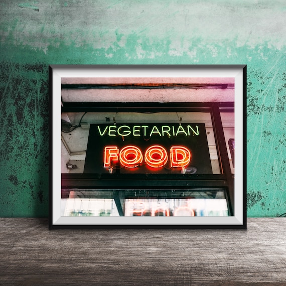 Vegetarian Food Kitchen Wall Art Unframed Photography Print Neon Sign Photography Vegan Vegetarian Vegetable Foods