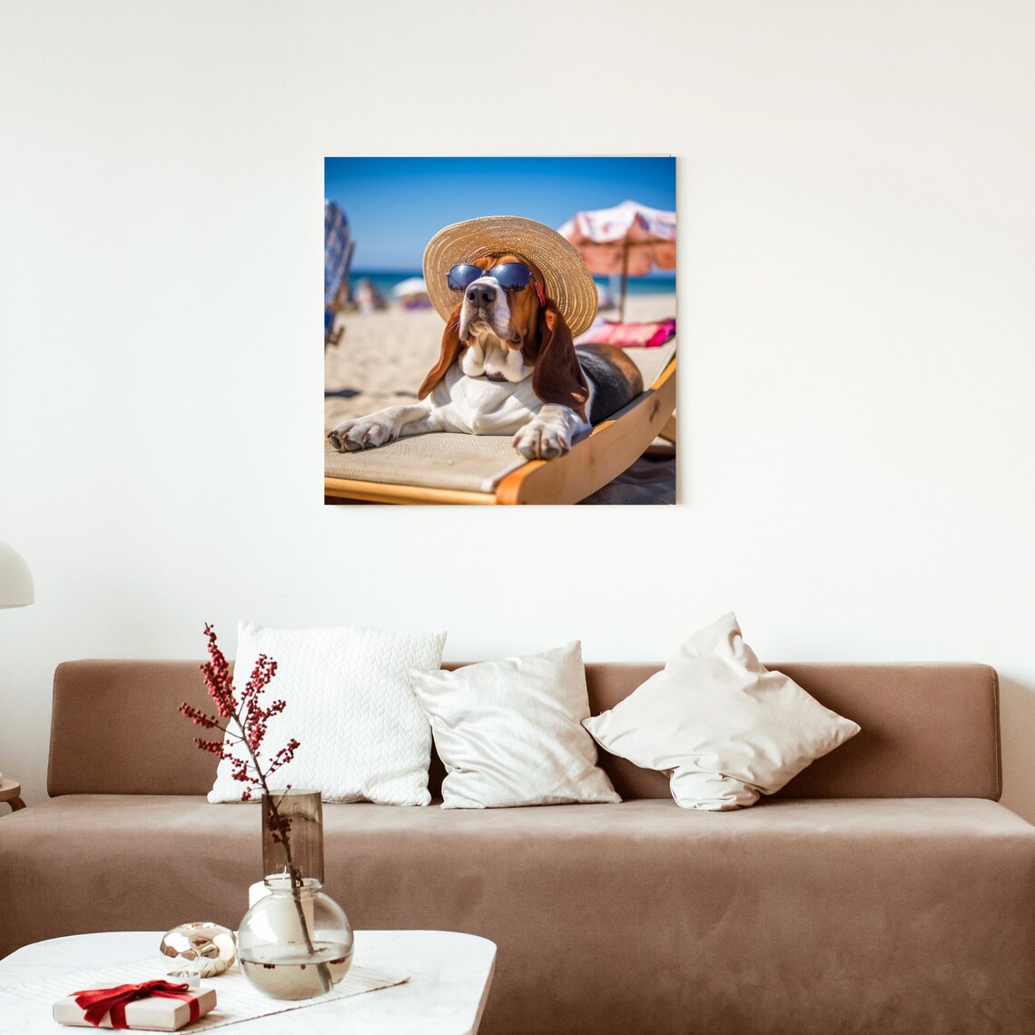 Basset Hound Relaxing On The Beach Art Print - Image 2