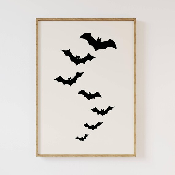 Bats Wall Art Cute Halloween Decor Flying Bats Wall Art Halloween Wall Art Modern Halloween Art Trendy Halloween Print