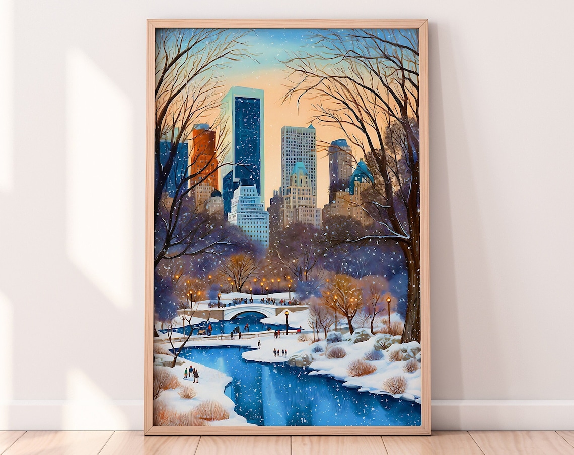 New York Central Park Winter Illustration Art Print