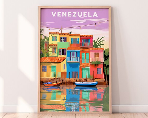 Venezuela Travel Illustration, Caribbean Art Print