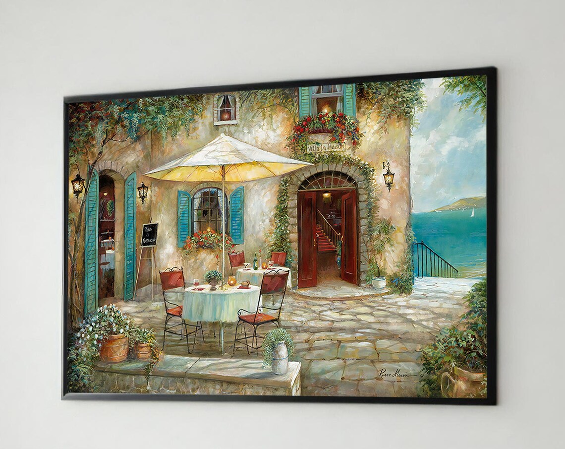 Charming Cafe Terrace, Mediterranean Art Print - Image 5