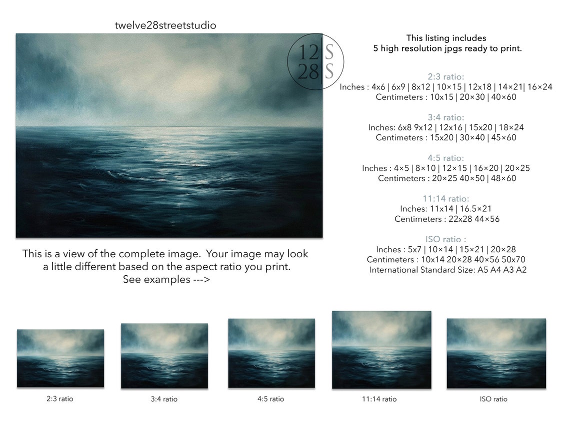 Dark Moody Ocean Seascape Stormy Waves Gray Blue Frame TV Wall Art - Image 2