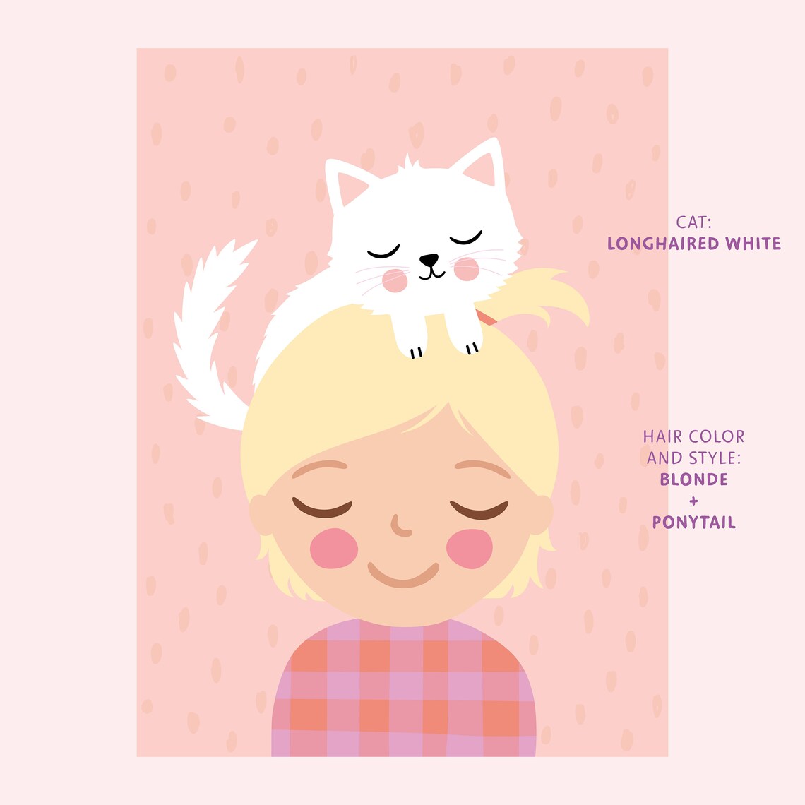 Personalized Girl With a Cat Peachy Art Print - Image 2