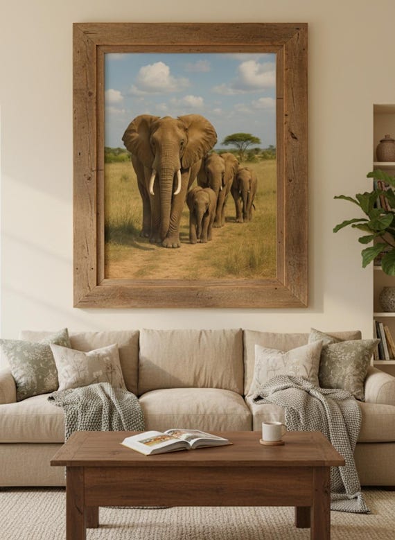African Elephant Safari Photo Print Travel Wall Art