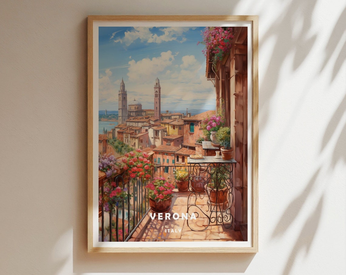 Verona Travel Poster Verona Print Verona Wall Art Retro Print Italy Wall Art Home Decor Summer Print Italy Travel Poster Italy Print